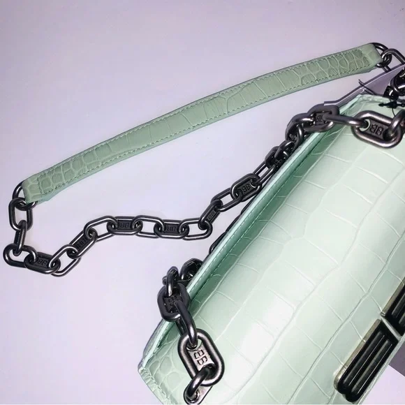 BALENCIAGA CALFSKIN CROCODILE EMBOSSED GOSSIP XS CHAIN BAG - Picture 12 of 15